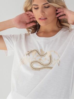 Mos Mosh Studded Snake Print T-Shirt Size Small NWT